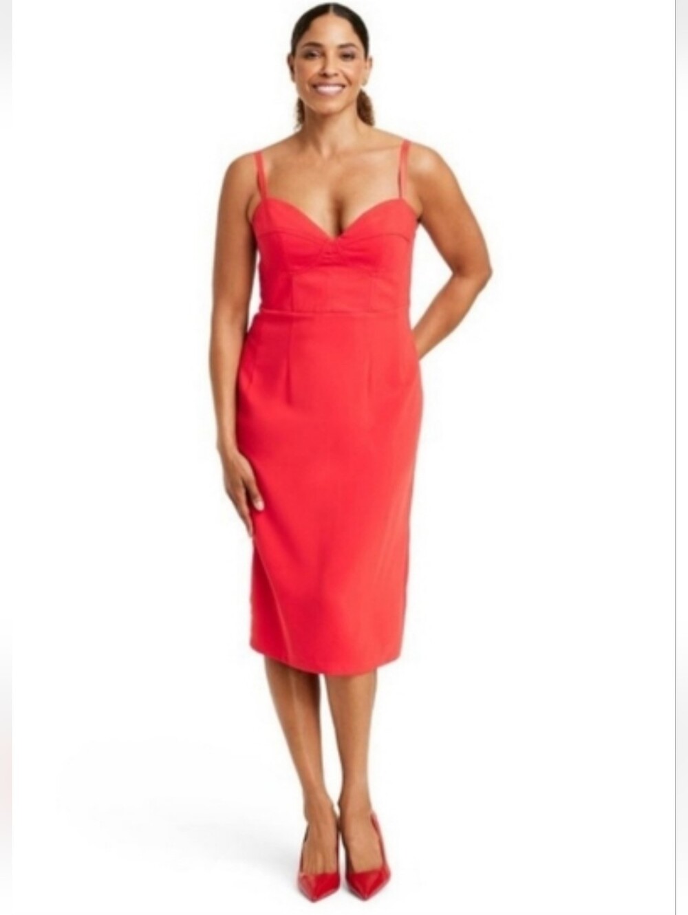 Sergio Hudson X Target Sleeveless Bustier Midi Dress Size S Red 3163-
